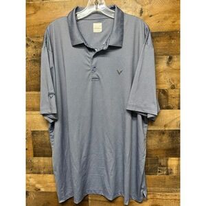 Callaway Opti-Dri Polo Shirt Mens 2XL White Gray Micro Print‎ Golf Performance